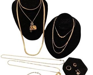 Collection Some 14K Gold and Gold Filled GUESS Necklaces, Rings, Earring