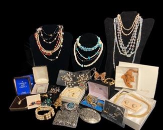 Large Collection Assorted Costume Jewelry MARSHAL FIELDS,CHRISTIAN DIOR, HUMMEL