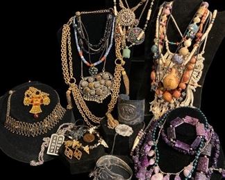 Large Collection Some Sterling Silver, Amethyst, Amber, Gemstone, Southwestern Costume Jewelry