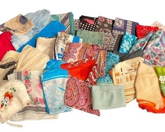 Large Collection Assorted Vintage Scarves Handkerchiefs