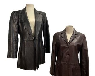 Two Vintage Women's Leather Jackets ANNE KLEIN, EMANUEL UNGARO