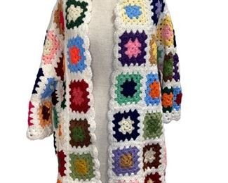 Vintage Crochet Granny Square Sweater