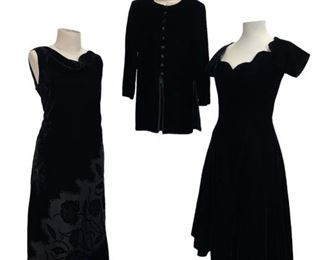 Collection Vintage Women's Black Velvet Dresses & Sweater