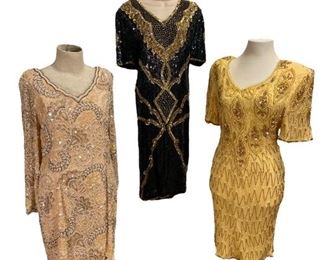 OLEG CASSINI Black Tie & More Vintage Sequin Dresses