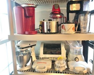 Kitchen aid mixer, Keurig, rotisserie, steamer, and more
