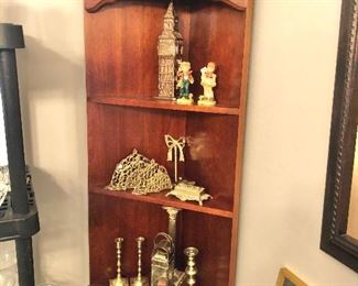 Side/corner cabinet #1 with brass collectibles 