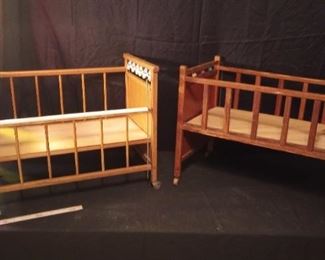 2 Vintage Baby Doll Cribs Wooden