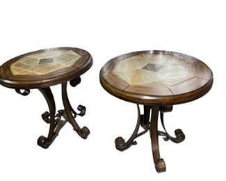 $150.00 USD   ALL OFFERS CONSIDERED!                  Pair of Round Tile Inlaid Metal Pedestal Side Table KG136-29     Description:   The table top is inlaid with ceramic tiles in a geometric pattern. The frame, base and pedestal of the table are made of very sturdy scrolled metal.  
Condition: Very good condition
Dimensions: 26 x 26x 27"H
Local pick up Ashburn VA.  Contact us for shipper suggestions.      https://goodbyhello.com/products/pair-of-round-tile-inlaid-metal-pedestal-side-table-kg136-29?_pos=1&_sid=b4ac83c0e&_ss=r