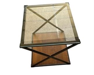 $80   ALL OFFERS CONSIDERED!  Description: Simple cross design side table. Features tempered glass top with beveled edge. Traditional craftsmanship.

Condition: Very good condition

Dimensions: 24 x 22 x 24"H

Local pick up Ashburn VA.  Contact us for shipper suggestions.