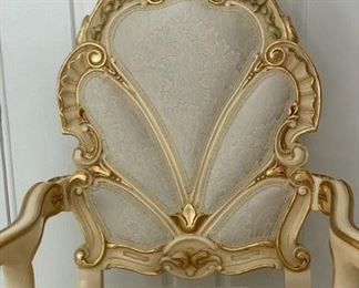 $5000 USD     8  Baroque Silik Style Fidia Dining Chairs ART. 9958 CD131-7     Description: 2 Armchairs and 6 side chairs.  This furniture draws from the splendors of times gone by, bringing them back to life in modern interior design projects for atmospheres of unrivaled glamour. The inspiration for each product, from voluptuous Baroque to ineffable Louis XVI, results in charming atmospheres in which comfort and elegance are deployed in a vast decorative range and evident in the precious traditional craft skills.
Condition: Used and in excellent condition.
Dimensions: 21 x 20 x 49"H
Local pick up Leesburg, VA.  Contact us for shipper suggestions.     https://goodbyhello.com/products/8-hand-painted-dining-chairs-cd131-7?_pos=1&_sid=ca3499b4a&_ss=r