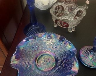Fenton blue Carnivale glass bowl 