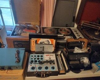 vintage radio and reel to reel electronics tube tester etc 