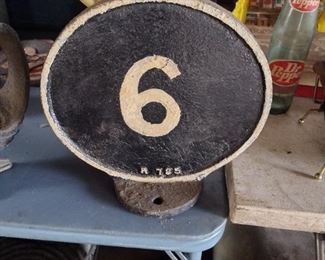 cast iron mile marker for trains 