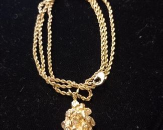 14k GOLD and diamond nugget pendant 