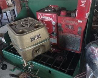 Coleman camp stove and fuel and Lantern