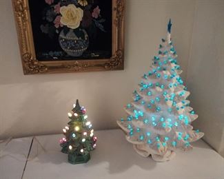 2 vintage ceramic Christmas trees 