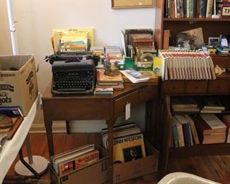 CORNER AND STUDENT DESK BY THOMASVILLE WITH VINTAGE ROYAL TYPEWRITTER