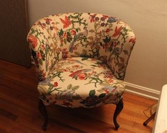 A PAIR OF FLORAL BARREL CHAIR