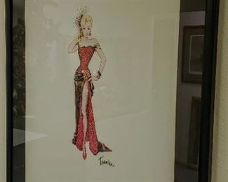 William Travilla (Fashion Designer) framed Marilyn Monroe prints. 3 different outfits from 3 of her films.