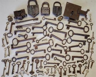 Antique key & padlock collection.