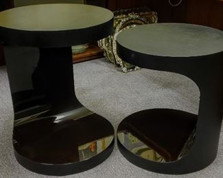 Pair of THIERRY LEMAIRE three-dimensional R12 patinated lacquer side tables.