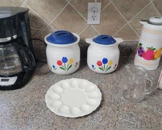 Vintage Tulip Tyme Cookie Jar & Bean Pot