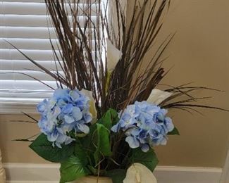 Butter Churn with Silk Flowers