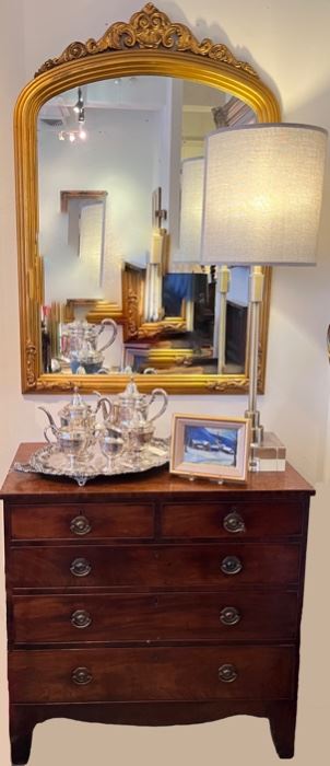 Hepplewhite Dresser
&
Gilt Wood Framed Mirror