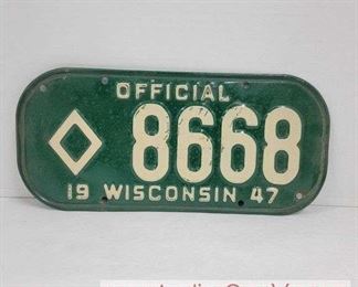 1947 Official Wisconsin License Plate