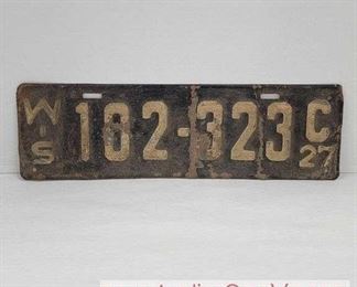 1927 Wisconsin License Plate