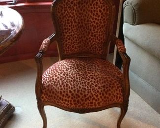 French bergere’ chair in red leopard