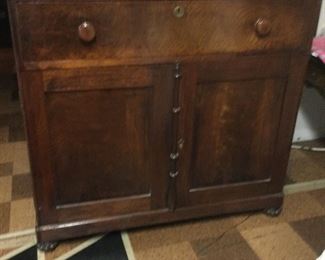 Antique mahogany butler’s desk and cupboard 