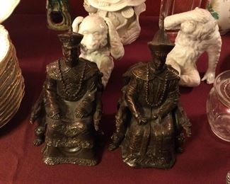 Pair bronze Chinese figures 