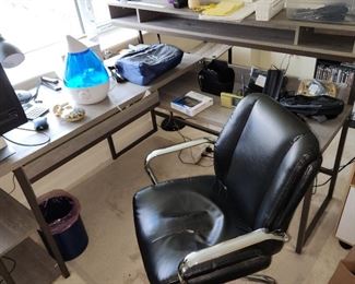 home office desk, chairs, stands...