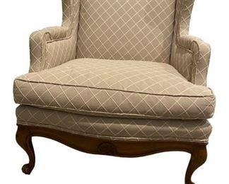 $130 USD Beige Upholstery Winged Armchair w Wooden Apron & Legs MA133-52 Description: Beautiful Arm Chair in Beige and white patterned upholstery. Detailed wooden legs
Condition: In very good used condition with only minor signs of wear consistent with use and age.
Dimensions: 29" x 25" x 35.5"H
Location: Local pick up Bethesda, MD. Contact us for shipper suggestions https://goodbyhello.com/products/arm-chair-with-beige-upholstery-with-wooden-legs-ma133-52?_pos=1&_sid=8232f2f56&_ss=r