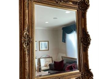 $260 USD Vintage Large Gold Ornate Mirror MA133-1 Description: Solid wood frame hand finished -with intricate molding details. Antique gold.
Real beveled glass – real mirror featuring a 1in bevel, for a truer reflection with a sophisticated edge.
Substantial statement- large frame. This beautiful mirror is perfectly sized as a lofty presentation piece in any room of your home.
Condition: Excellent
Dimensions: 45 X 55"H
Local pick up Bethesda, MD. Contact us for shipper suggestions https://goodbyhello.com/products/mirror-1?_pos=1&_sid=3248b93bf&_ss=r