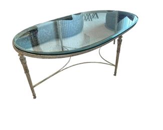 $240 USD Rustic Distressed Iron Glass Coffee Table w Trestle Base MA133-3 Description: Wrought Iron Coffee Table. Trestle base references English Garden and Maison Jenson motifs. Thin and elegant the silhouettes give a graphic sharpness to any space with an homage to old world sophistication
Condition: Very good.
Dimensions: 55 X 32 X 19"H
Local pick up Bethesda, MD. Contact us for shipper suggestions https://goodbyhello.com/products/glass-coffee-table-ma133-3?_pos=1&_sid=bd323f8a3&_ss=r