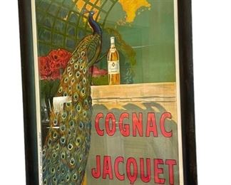 $1,600.00 USD Cognac Jacquet by Camille Bouchet Poster Lithograph MA133-21 Description: France, early 20th century lithograph. Image of a peacock up on a garden wall beside a bottle of cognac. Lower left side margin properly marked with "IMPie. PUBLte ETABL.ts VERCASSON. 6. r. Martel, PARIS". Great addition of color to a bar area, game room or any place in your home needing a little vibrant pop.
Condition: Very good condition.
Dimensions: 53.5 X 69.5"H
Location: Local pick up Bethesda, MD. Contact us for shipper suggestions https://goodbyhello.com/products/cognac-jacquet-boucher-ma133-21?_pos=1&_sid=7fa172d00&_ss=r