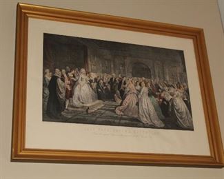 Presell @ $1498
Lithograph titled "Lady Washington’s Reception” from a painting by Huntington. Framed in giltwood.        Circa 1870 - Dimensions: 36”H x 47”W
Stock #051
