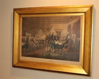 Presell @ $798
Giltwood framed A.B. Durand engraving titled “The Declaration of Independence of the United States of America” from the painting by John Trumbull.         Circa 1880 - Dimensions: 27 !/2H x 35”W
Stock #046