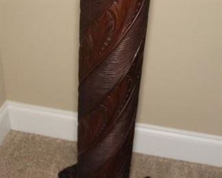Presell @  $898                                                                                
American Empire Mahogany Acanthus Carved Pedestal - on paw feet. Circa 1840 - 38"H                                 
Stock #052