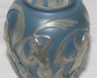 Phoenix GLass sculpted glass vase w nudes 