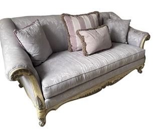 $1600     Purple Couch Sofa Custom Paul Robert Upholstery DG145-3      Description: Elegant sofa upholstered in custom Paul Robert upholstery and accented with intricately carved solid wood frames for that exquisite style and luxurious appearance that is sure to impress.
Condition: Very good
Dimensions: 84 x 39 x 36
Local pick up Rockville, MD.  Located on first floor.  Contact us for shipper suggestions.     https://goodbyhello.com/products/purple-couch-sofa-custom-paul-robert-upholstery-dg145-3?_pos=6&_sid=393e46d62&_ss=r