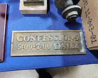 Confessional plaque