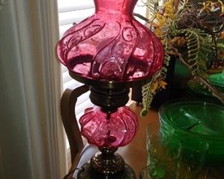 Cranberry Fenton Lamp