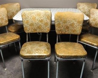 1950's Chrome & Formica Dining Set w/ 6 Chairs
