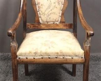 Antique Wooden Upholstered Chair
