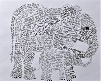 Calligraphy Art - Elephant w/ US President Quotes
