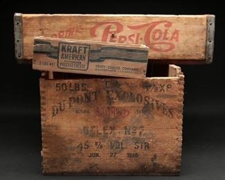 Vintage Pepsi, DuPont & Kraft Wooden Crates (3)
