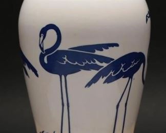 MCM Anchor Hocking Flamingo Milk Glass Vase
